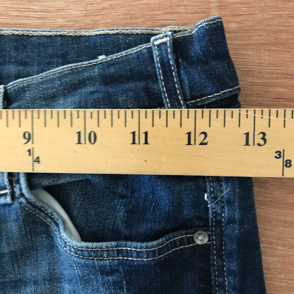 McGuire Valletta Two Tone Crop Jeans Women 27 Blue Mid Rise Raw Hem Button Fly - Picture 9 of 12